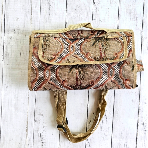 Vintage Bovano USA Fold up Collapsible Rolling Travel Bag Suitcase Palm Trees - Picture 5 of 15